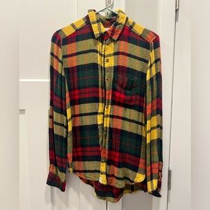 American Eagle Plaid Flannel Size XS Boyfriend Fit